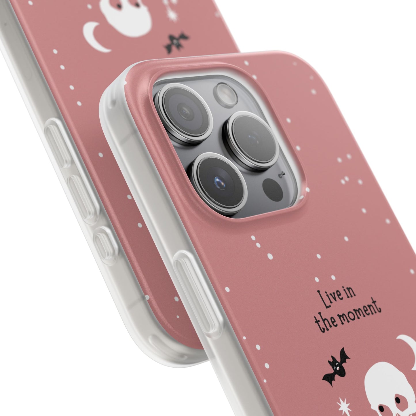 Live In The Moment Halloween Flexible Phone Cases – Compatible with iPhone 15, 14, 13, Pro, Pro Max & Plus