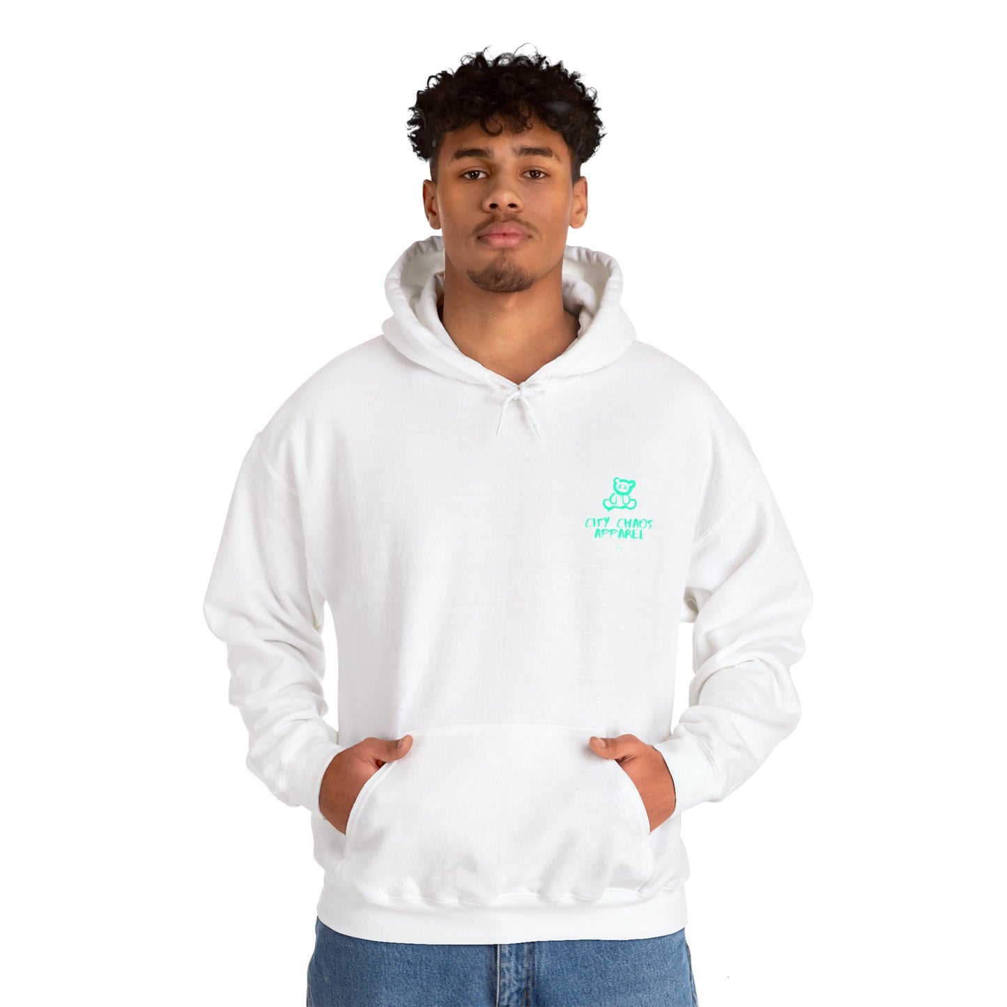 City Chaos Apparel Silent Bear White Hoodie