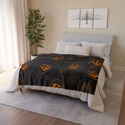 Orange Spooky Halloween Blanket