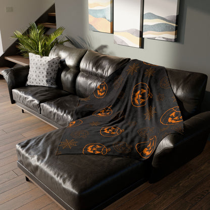 Orange Spooky Halloween Blanket