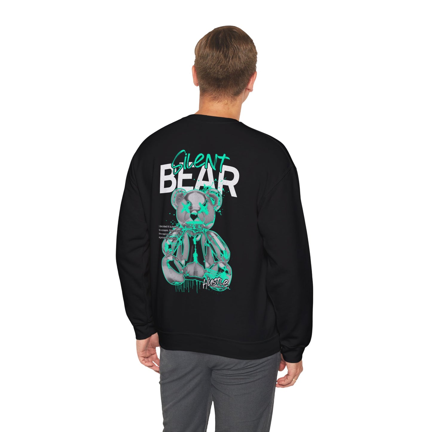 City Chaos Apparel Silent Bear Black Crewneck Sweatshirt