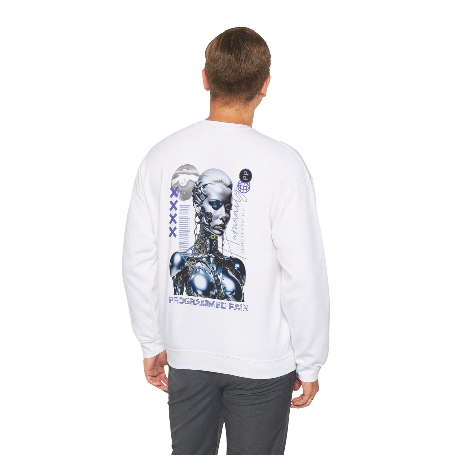 City Chaos Apparel Programmed Pain White Sweatshirt